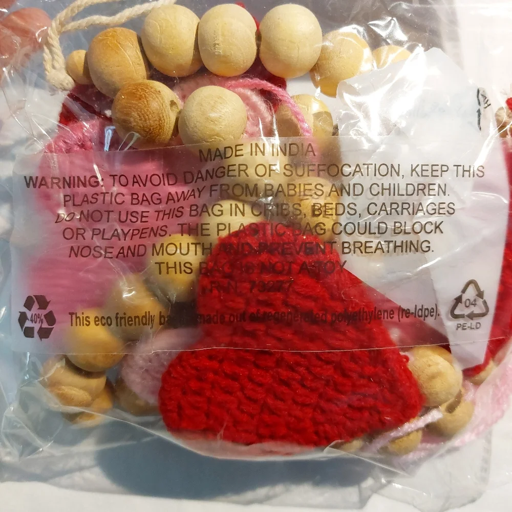 Celebrate Together Valentine's Day Wooden Bead Garland Tasseled NEW